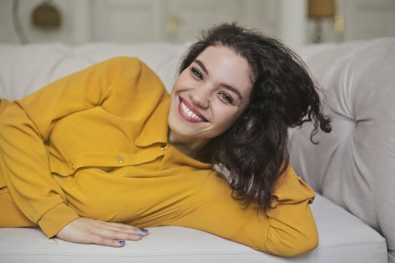 Woman In Yellow Button-up Top